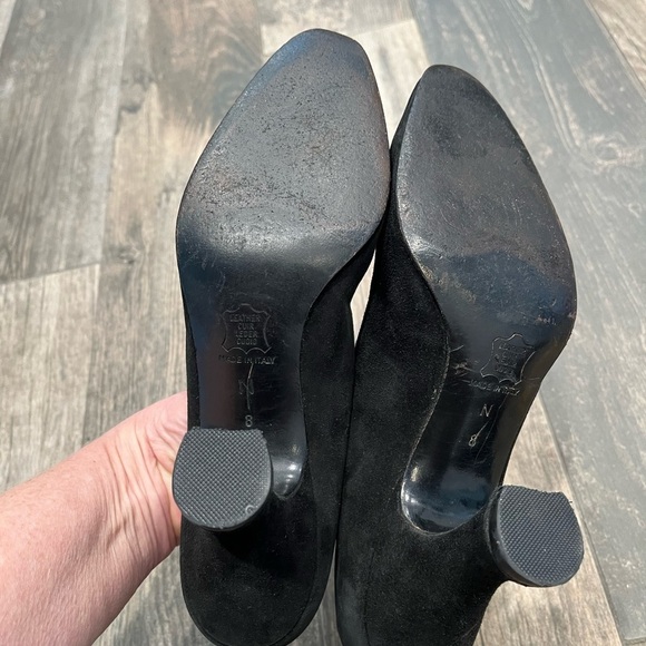Vintage YSL Yves Saint Laurent Black Suede Spool Heels Pumps 8 narrow - Picture 6 of 11
